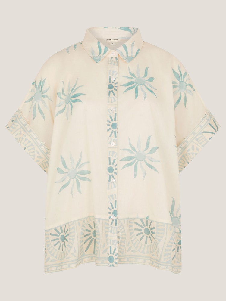 Monsoon Blue Tashie Sun Print Oversized Shirt - Image 6 of 6 Monsoon Blue Tashie Sun Print Oversized Shirt - Image 6 of 6