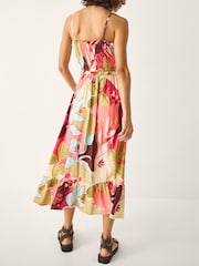 Monsoon Orange Iris Floral Print Bandeau Midi Dress - Image 3 of 5