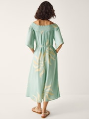Monsoon Blue Tashie Sun Print Bardot Midi Dress - Image 4 of 6