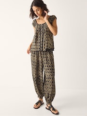 Monsoon Black Arti Print Button Top - Image 2 of 4