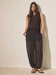 Chocolate Brown Open Knitted Tank Top - Image 2 of 8