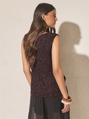 Chocolate Brown Open Knitted Tank Top - Image 4 of 8