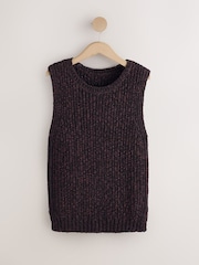 Chocolate Brown Open Knitted Tank Top - Image 6 of 8