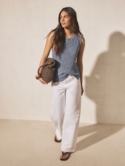 Denim Blue Open Knitted Tank Top - Image 3 of 8