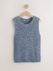 Denim Blue Open Knitted Tank Top - Image 6 of 8