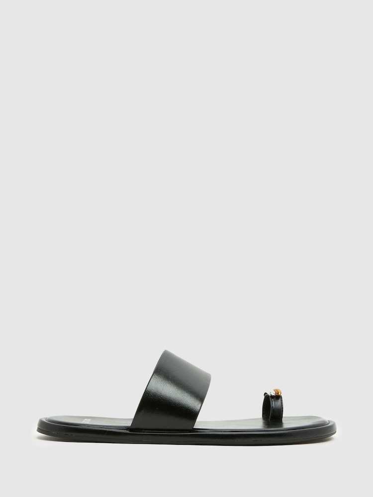 Negru - Schuh Thyme Metal Toe Loop Sandal - Imaginea 2 din 4