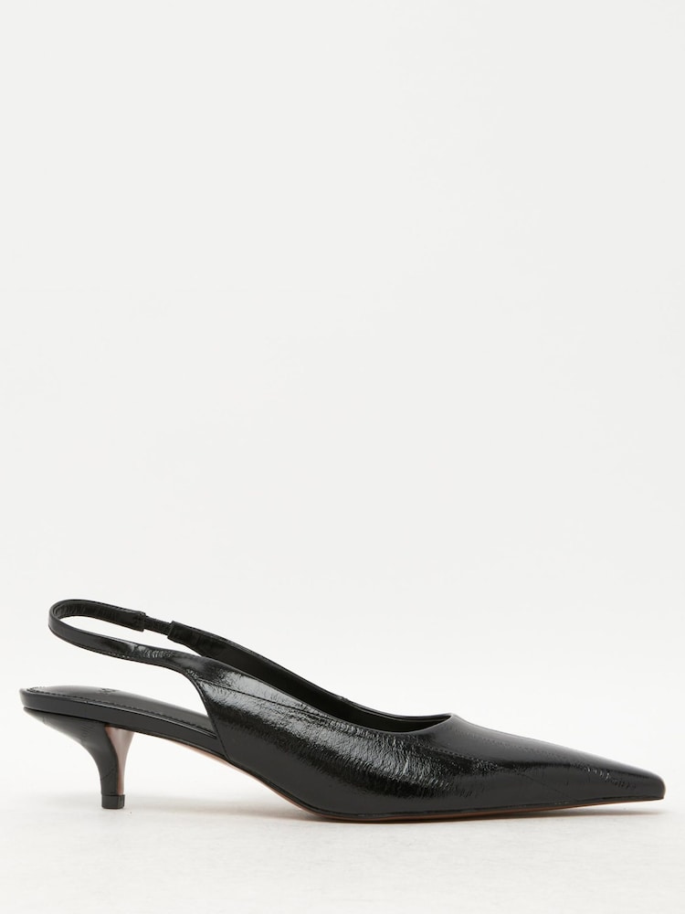Schuh Black Shery Kitten Heel Court Shoes - Image 1 of 4