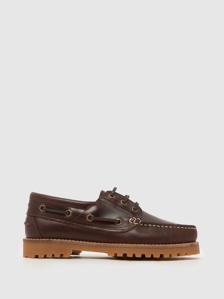Schuh Dark Brown Lovington Leather Boat Shoe - Image 1 of 4 Schuh Dark Brown Lovington Leather Boat Shoe - Image 1 of 4