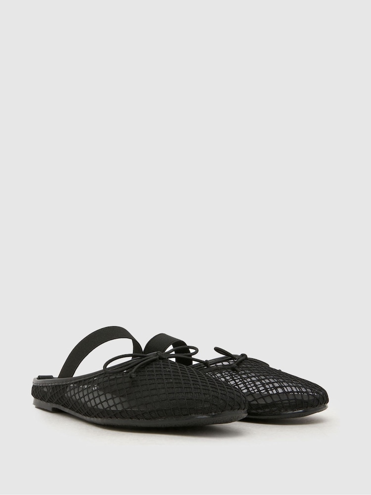 Schuh Black Linnet Backless Mesh Ballerina - Image 2 of 4