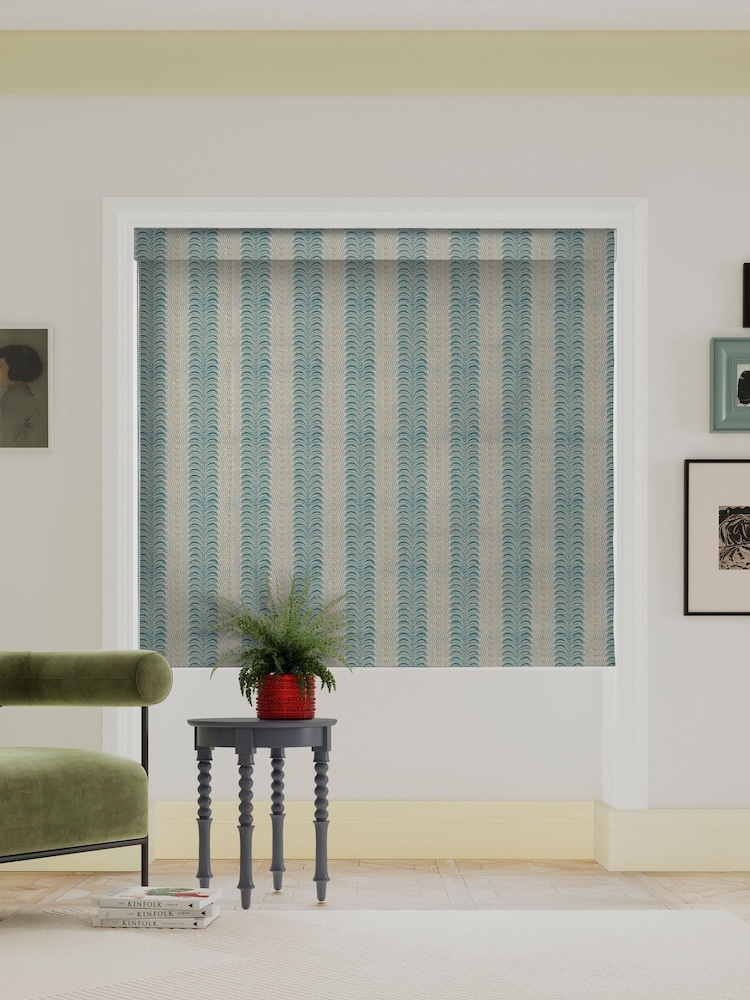 Land & Shore Teal Fintra Stripe Made to Measure Blinds - Image 2 of 6