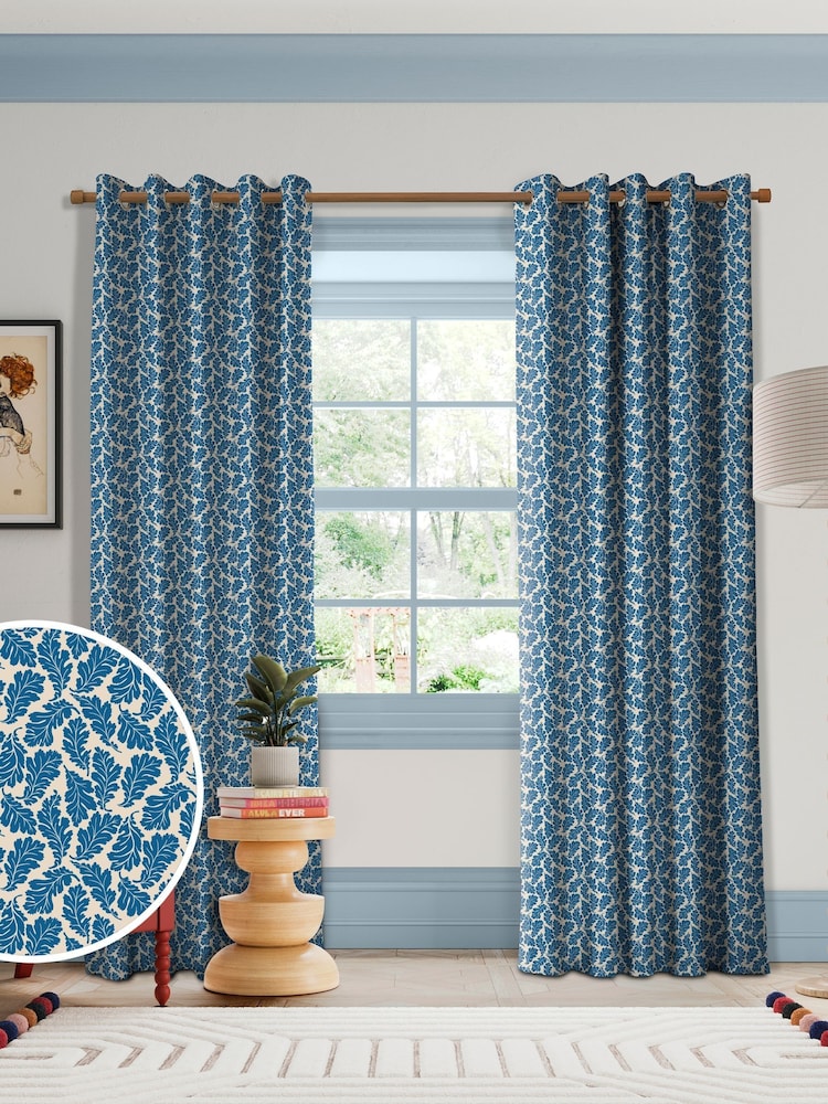 Land & Shore Blue Oak Leaf Made to Measure Curtains - Image 1 of 9