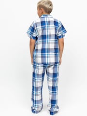 Cyberjammies Blue Checks Short Sleeve Pyjamas Set - Image 2 of 4