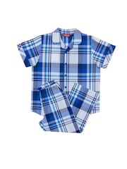 Cyberjammies Blue Checks Short Sleeve Pyjamas Set - Image 4 of 4
