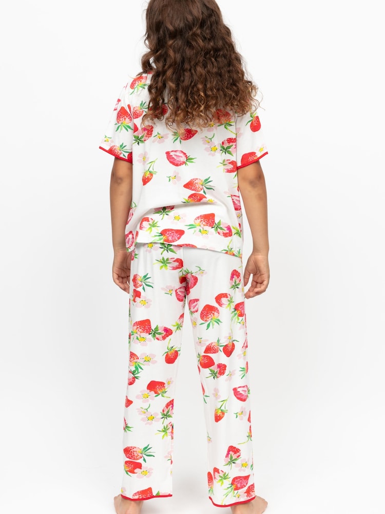 Cyberjammies Strawberry Printed Jersey Short Seeve Pyjamas Set - Imaginea 2 din 4
