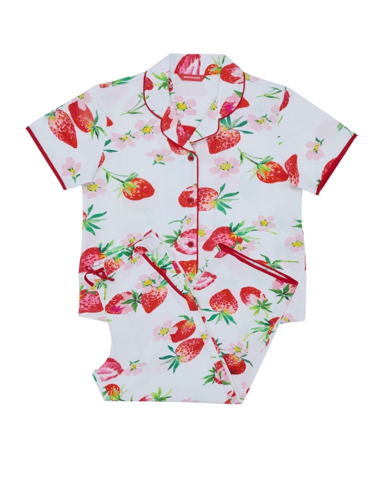 Cyberjammies Strawberry Printed Jersey Short Seeve Pyjamas Set - Imaginea 4 din 4
