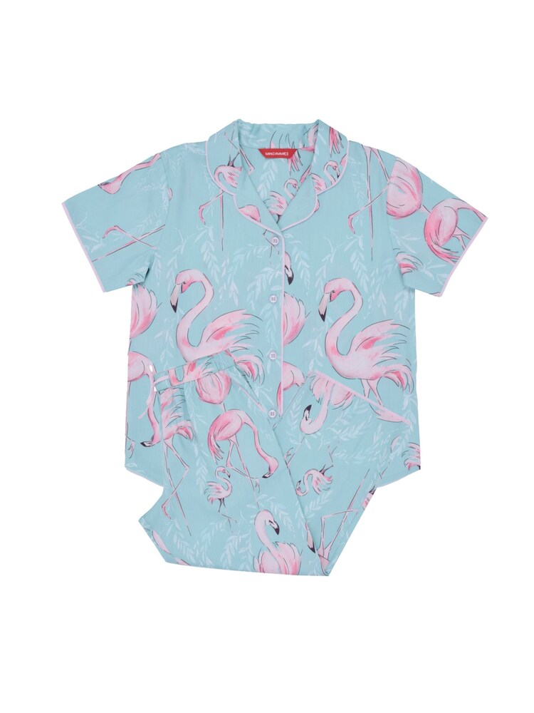 Cyberjammies Green Flamingo Print Short Sleeve Pyjamas Set - Image 4 of 4