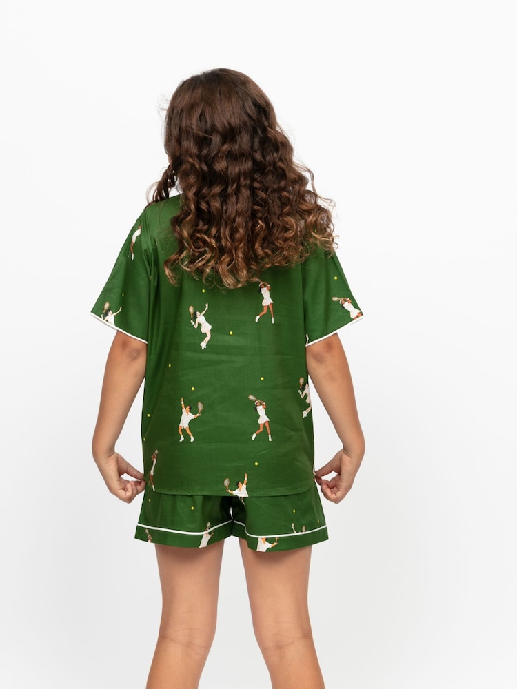 Cyberjammies Green Tennis Print Short Sleeve Pyjamas Set - Image 2 of 4 Cyberjammies Green Tennis Print Short Sleeve Pyjamas Set - Image 2 of 4