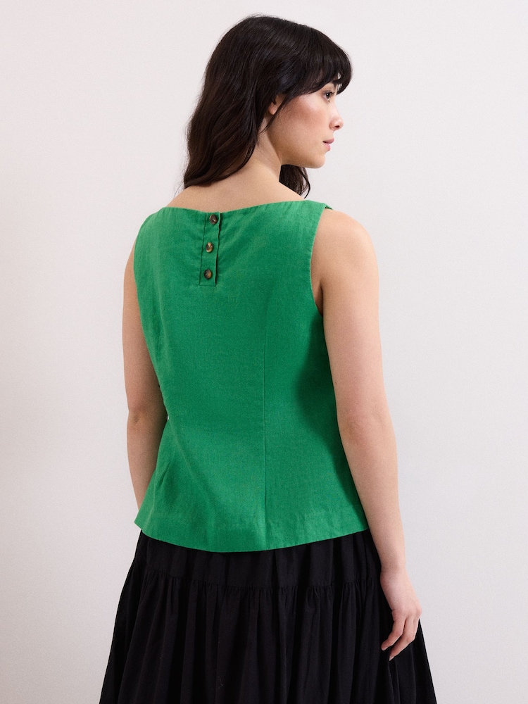 Phase Eight Green Isabelle Linen Top - Image 2 of 6