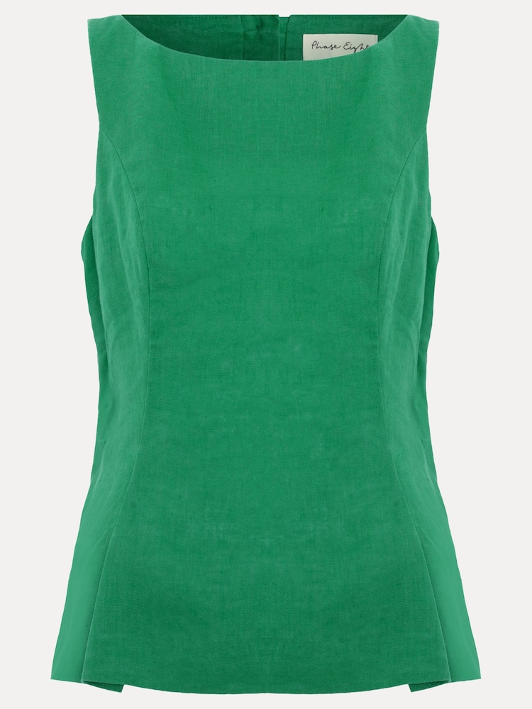 Phase Eight Green Isabelle Linen Top - Image 6 of 6