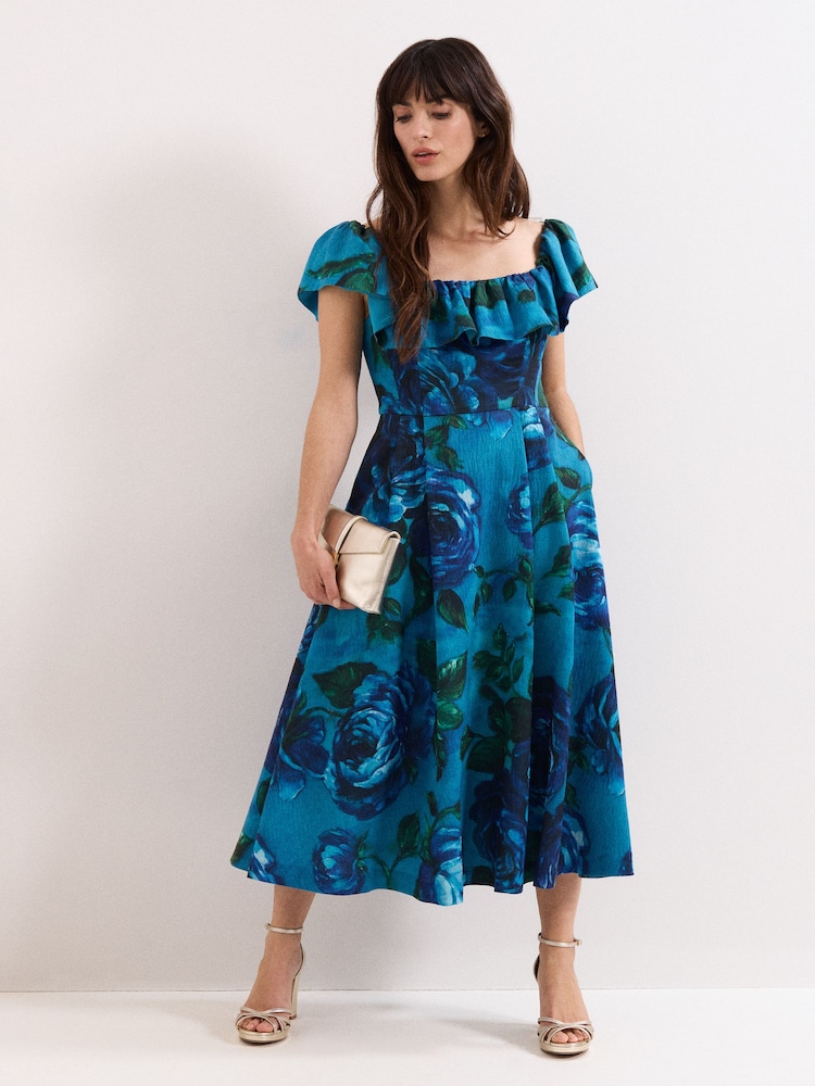 Phase Eight Blue Brianne Floral Dress - Image 1 of 7
