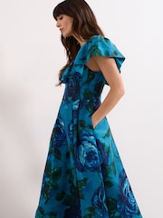 Phase Eight Blue Brianne Floral Dress - Image 6 of 7