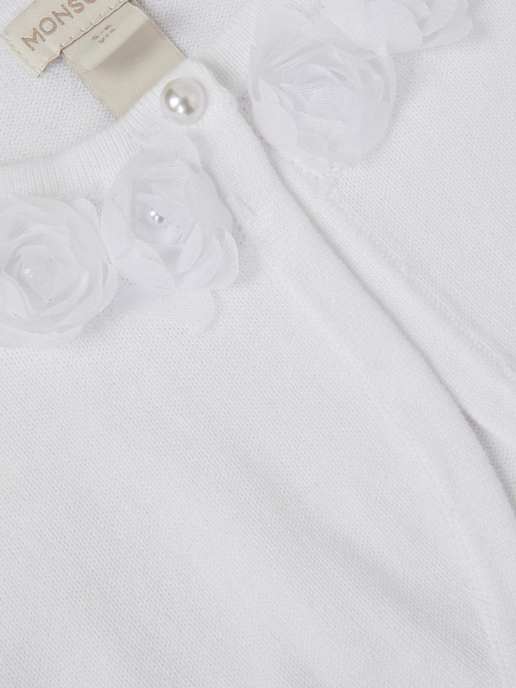 Monsoon White Communion Ottilie Appliqué Rose Cardigan - Image 4 of 4 Monsoon White Communion Ottilie Appliqué Rose Cardigan - Image 4 of 4