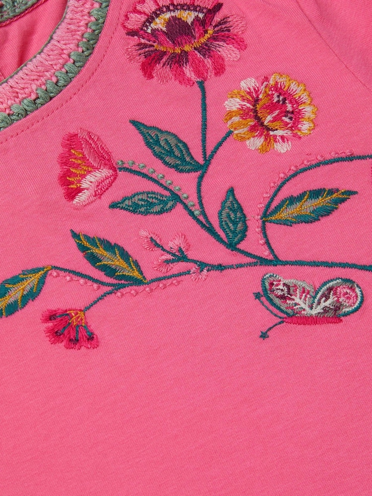 Monsoon Pink Floral Embroidered Long Sleeve Top - Image 4 of 4