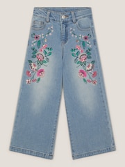 Monsoon Sequin Floral Embroidered Wide Leg Jeans - صورة 2 من 4