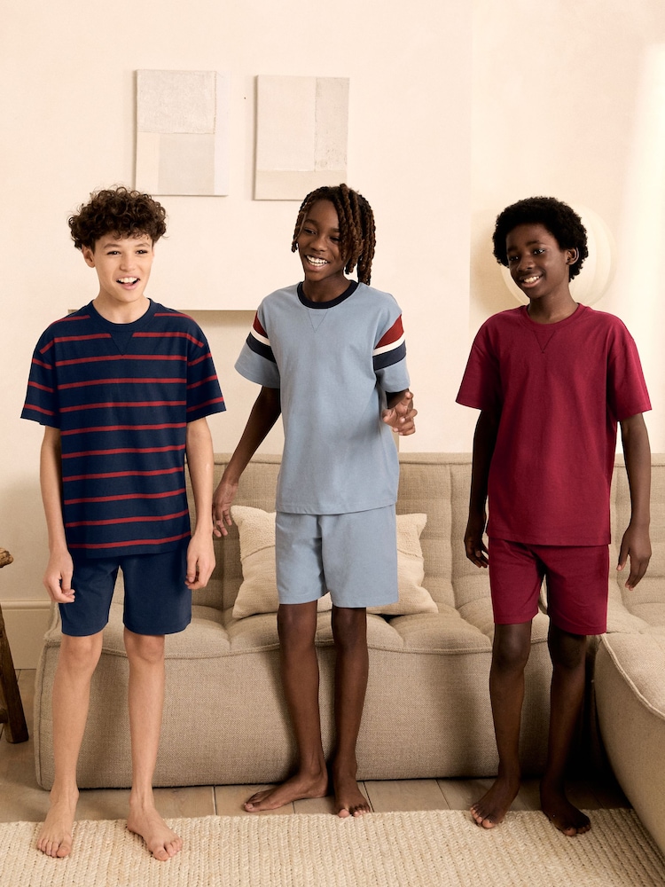 Red/Blue/Navy Short Pyjamas 3 Pack (3-16yrs) - Image 1 of 13 Red/Blue/Navy Short Pyjamas 3 Pack (3-16yrs) - Image 1 of 13