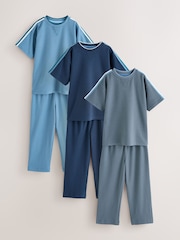 Grey/Blue/Black Short Sleeve Jogger Pyjamas 3 Pack (3-16yrs) - Image 5 of 13