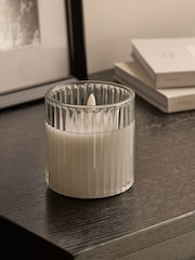 Grey Ribbed Glass LED Candle - Image 2 of 3
