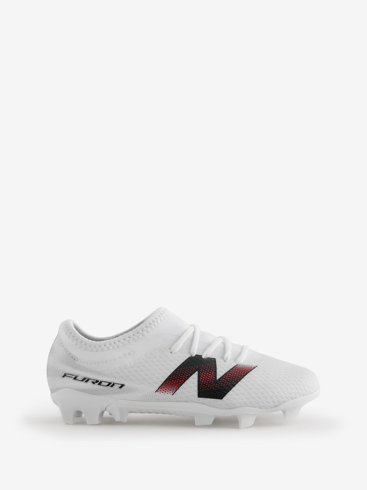 New Balance White Furon Team Jnr FG V9 Football Boots - Image 1 of 1 New Balance White Furon Team Jnr FG V9 Football Boots - Image 1 of 1