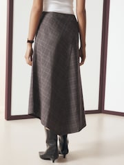 Neutral Check Asymmetric Midi Skirt - Image 4 of 8