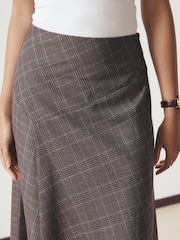 Neutral Check Asymmetric Midi Skirt - Image 5 of 8