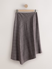 Neutral Check Asymmetric Midi Skirt - Image 6 of 8