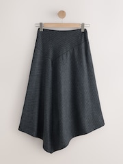פסים דקיקים בצבע אפור - Asymmetric Hem Midi Skirt - תמונה 6 מתוך 8