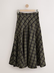 Green/Black Check Drop Waist Brushed Maxi Skirt - Image 6 of 8
