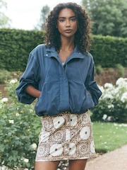 Brown/Ecru Print National Trust X Next Suedette Mini Skirt - Image 1 of 9