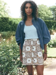 Brown/Ecru Print National Trust X Next Suedette Mini Skirt - Image 4 of 9