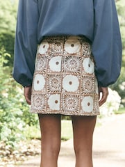 Brown/Ecru Print National Trust X Next Suedette Mini Skirt - Image 5 of 9