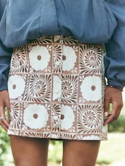 Brown/Ecru Print National Trust X Next Suedette Mini Skirt - Image 6 of 9