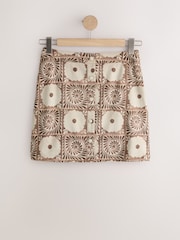 Brown/Ecru Print National Trust X Next Suedette Mini Skirt - Image 7 of 9