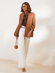 Friends Like These Rust Brown Edge to Edge Tailored Sleeve Detail Blazer - Image 3 of 5