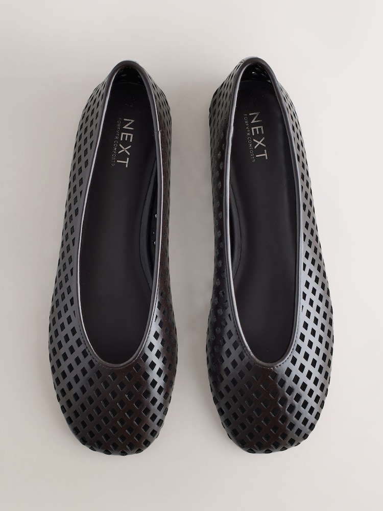 Chocolate Brown Forever Comfort® Weave Effect Ballet Flats - Image 1 of 8