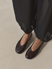 Chocolate Brown Forever Comfort® Weave Effect Ballet Flats - Image 2 of 8