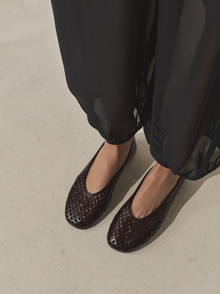 Chocolate Brown Forever Comfort® Weave Effect Ballet Flats - Image 2 of 8