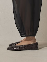 Chocolate Brown Forever Comfort® Weave Effect Ballet Flats - Image 3 of 8
