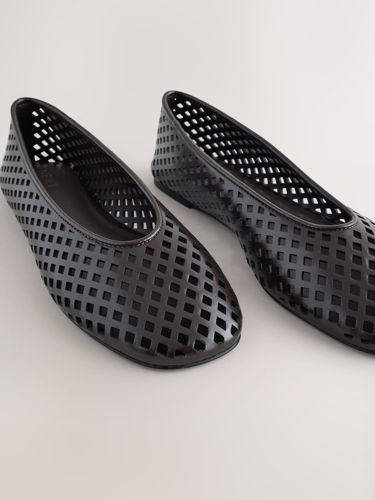Chocolate Brown Forever Comfort® Weave Effect Ballet Flats - Image 8 of 8