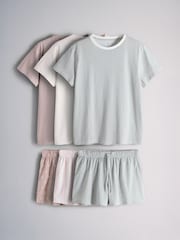 The Set 3 Pack T-Shirt and Short Pyjama Sets Stripe /Polka Dot/ Pink Stripe - Image 1 of 9