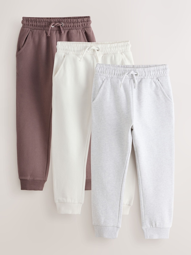 Multi Brown 3 Pack Soft Jersey Regular Fit Joggers (3-16yrs) - Image 1 of 7